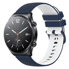 Per Xiaomi Watch S1 Cinturino per orologio in silicone bicolore a scacchi da 22 mm (blu scuro + bianco)