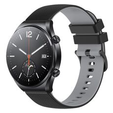 Per Xiaomi Watch S1 Cinturino per orologio in silicone bicolore a scacchi da 22 mm (nero + grigio)