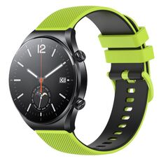 Per Xiaomi Watch S1 Cinturino per orologio in silicone bicolore a scacchi da 22 mm (verde lime + nero)