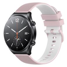 Per Xiaomi Watch S1 Cinturino per orologio in silicone bicolore a scacchi da 22 mm (rosa + bianco)