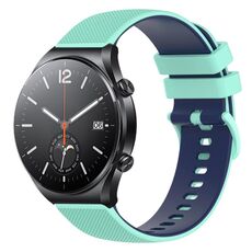 Per Xiaomi Watch S1 Cinturino per orologio in silicone bicolore a scacchi da 22 mm (verde acqua + blu)