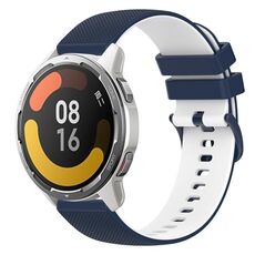 Per Xiaomi Watch Color 2 Cinturino in silicone bicolore a scacchi da 22 mm (blu scuro + bianco)
