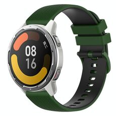 Per Xiaomi Watch Color 2 Cinturino in silicone bicolore a scacchi da 22 mm (verde Amy + nero)