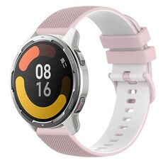 Per Xiaomi Watch Color 2 Cinturino in silicone bicolore a scacchi da 22 mm (rosa + bianco)