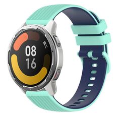 Per Xiaomi Watch Color 2 Cinturino in silicone bicolore a scacchi da 22 mm (verde acqua + blu)