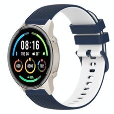 Per Xiaomi Watch Sport 22mm Cinturino in silicone bicolore a scacchi (blu scuro + bianco)