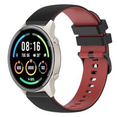 Per Xiaomi Watch Sport 22mm Cinturino in silicone bicolore a scacchi (nero + rosso)