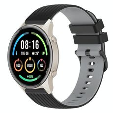 Per Xiaomi Watch Sport 22mm Cinturino in silicone bicolore a scacchi (nero + grigio)