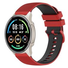 Per Xiaomi Watch Sport 22mm Cinturino in silicone bicolore a scacchi (rosso + nero)