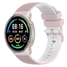 Per Xiaomi Watch Sport 22mm Cinturino in silicone bicolore a scacchi (rosa + bianco)