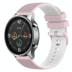 Per Xiaomi Watch Color 22mm Cinturino in silicone bicolore a scacchi (rosa + bianco)