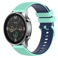 Per Xiaomi Watch Color 22mm Cinturino in silicone bicolore a scacchi (verde acqua + blu)
