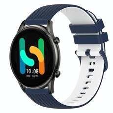 Per Xiaomi Haylou RT2 LS10 Cinturino in silicone bicolore a scacchi da 22 mm (blu scuro + bianco)