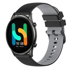 Per Xiaomi Haylou RT2 LS10 Cinturino in silicone bicolore a scacchi da 22 mm (nero + grigio)