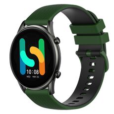 Per Xiaomi Haylou RT2 LS10 Cinturino in silicone bicolore a scacchi da 22 mm (verde amy + nero)