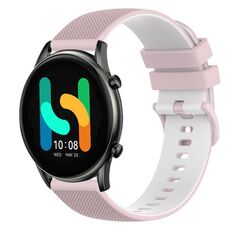Per Xiaomi Haylou RT2 LS10 Cinturino in silicone bicolore a scacchi da 22 mm (rosa + bianco)