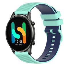 Per Xiaomi Haylou RT2 LS10 Cinturino in silicone bicolore a scacchi da 22 mm (verde acqua + blu)