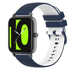 Per Xiaomi Haylou RS4 LS12 Cinturino in silicone bicolore a scacchi da 22 mm (blu scuro + bianco)