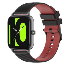 Per Xiaomi Haylou RS4 LS12 Cinturino in silicone bicolore a scacchi da 22 mm (nero + rosso)
