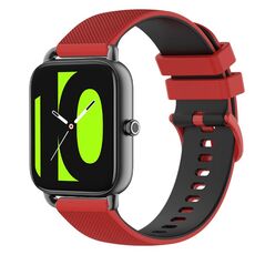 Per Xiaomi Haylou RS4 LS12 Cinturino in silicone bicolore a scacchi da 22 mm (rosso + nero)