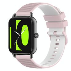 Per Xiaomi Haylou RS4 LS12 Cinturino in silicone bicolore a scacchi da 22 mm (rosa + bianco)