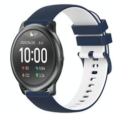 Per Xiaomi Haylou RT LS05S Cinturino per orologio in silicone bicolore a scacchi da 22 mm (blu scuro + bianco)