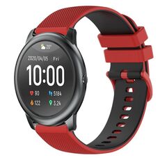 Per Xiaomi Haylou RT LS05S Cinturino per orologio in silicone bicolore a scacchi da 22 mm (rosso + nero)