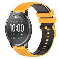 Per Xiaomi Haylou RT LS05S Cinturino per orologio in silicone bicolore a scacchi da 22 mm (giallo + nero)
