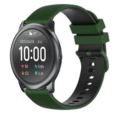 Per Xiaomi Haylou RT LS05S Cinturino per orologio in silicone bicolore a scacchi da 22 mm (verde amy + nero)