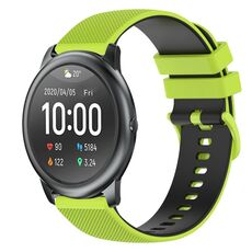 Per Xiaomi Haylou RT LS05S Cinturino per orologio in silicone bicolore a scacchi da 22 mm (verde lime + nero)