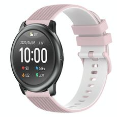 Per Xiaomi Haylou RT LS05S Cinturino in silicone bicolore a scacchi da 22 mm (rosa + bianco)