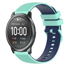 Per Xiaomi Haylou RT LS05S Cinturino per orologio in silicone bicolore a scacchi da 22 mm (verde acqua + blu)