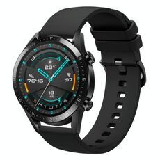 Per Huawei Watch GT2 42mm 20mm Cinturino in silicone morbido a tinta unita (nero)