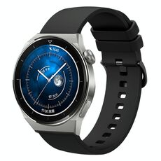 Per Huawei Watch GT3 Pro 46mm 22mm Cinturino in silicone morbido a tinta unita (nero)