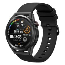 Per Huawei Watch GT Runner 22mm Cinturino in silicone morbido a tinta unita (nero)
