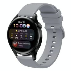 For Huawei Watch 3 22mm Solid Color Soft Silicone Watch Band(Grey)