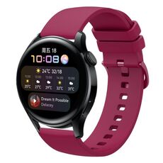 Per Huawei Watch 3 Cinturino per orologio in silicone morbido a tinta unita da 22 mm (rosso vino)