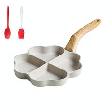 Maifan Stone Love Padella per uova fritte a quattro fori Padella antiaderente per gnocchi di uova, Colore: bianco + cucchiaio per olio