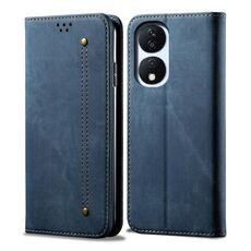 Custodia per telefono in pelle flip con texture denim per Honor Play 8T 5G / X7b (blu)