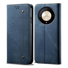 Custodia per telefono in pelle flip con texture denim per Honor Magic6 Lite / X9b 5G (blu)
