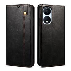 Custodia per telefono in pelle con texture Crazy Horse per cera d'olio per Honor Play 8T 5G / X7b (nera)