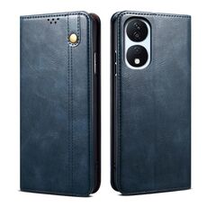 Custodia per telefono in pelle con texture Crazy Horse per cera d'olio per Honor Play 8T 5G / X7b (blu)