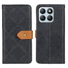 Custodia per telefono in pelle goffrata floreale europea per Honor X8b (nera)