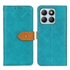 Custodia per telefono in pelle goffrata floreale europea per Honor X8b (blu)