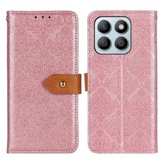 Custodia per telefono in pelle goffrata floreale europea per Honor X8b (rosa)