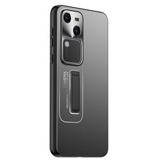 Custodia per telefono con supporto in TPU ibrido in metallo satinato per vivo S18 (nera)