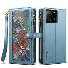 Per Xiaomi 13T / 13T Pro / Redmi K60 Ultra ESEBLE Star Series Lanyard Zipper Wallet Custodia in pelle RFID per telefono (blu)