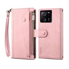 Per Xiaomi 13T / 13T Pro / Redmi K60 Ultra ESEBLE Custodia per telefono in pelle RFID retro satinata (oro rosa)