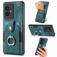 Custodia per telefono a portafoglio con carta ad anello retrò per Honor 100 (verde)