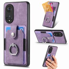 Custodia per telefono a portafoglio con carta ad anello retrò per Honor X50 (viola)